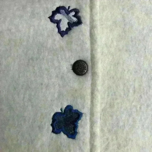 Vintage Teddi Fleece Jacket Fall Leaves & Landscape Embroidery Size Petite Large - Picture 8 of 12